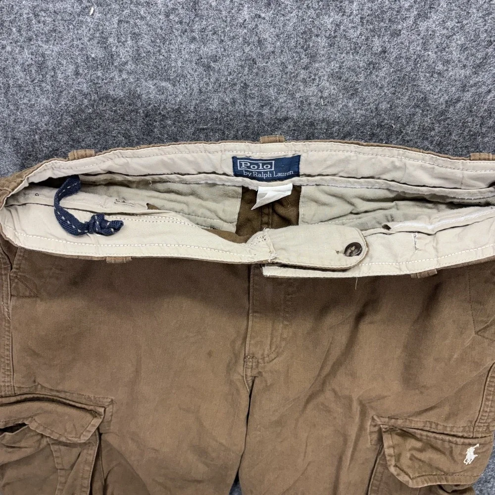 Vintage Polo Ralph Lauren Cargo Shorts Men's 36x14 Brown Baggy Y2K Paratrooper